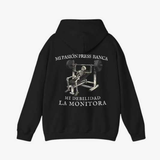 SUDADERA ´MI PASIÓN PRESS BANCA MI DEBILIDAD LA RECEPCIONISTA´
